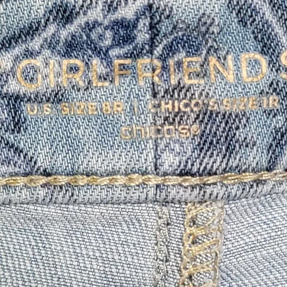 Chico's So Slimming Paisley-Print Girlfriend Slim Leg Ankle Jeans. Size … - Picture 9 of 11